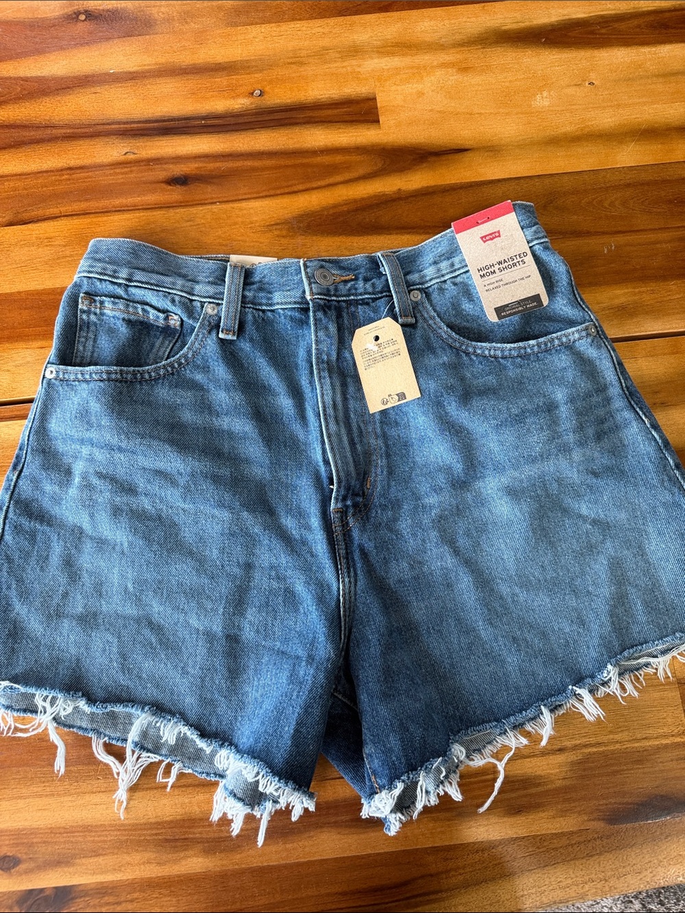 Levi's High-Waisted Distressed Denim Shorts - Blue